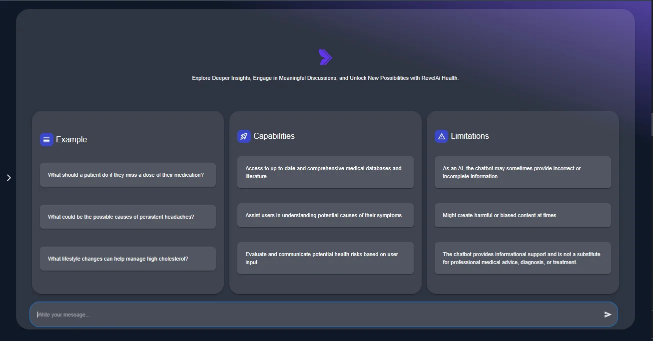 RevelAi Health ChatBot screenshot 2